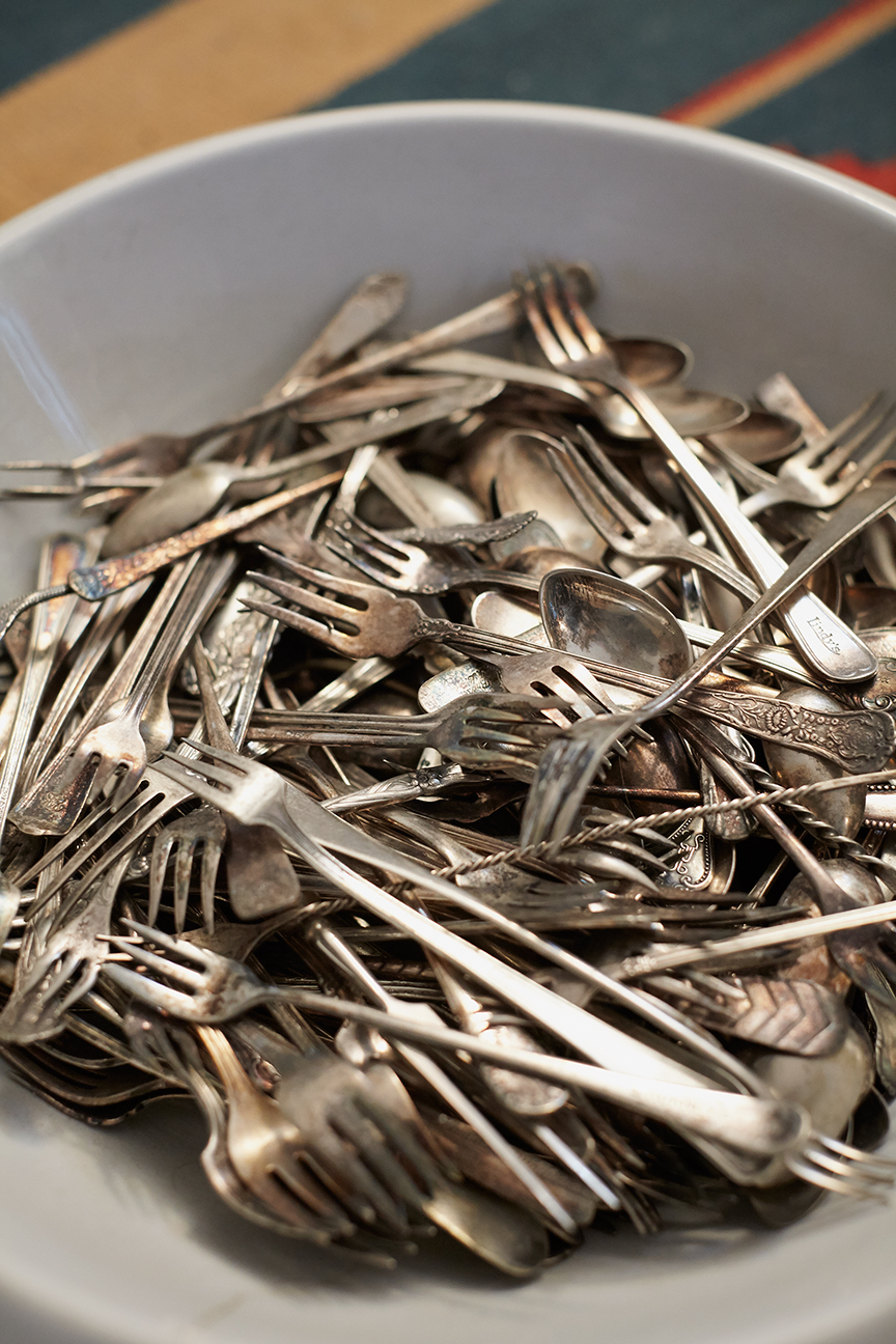 Mitchell's collection of spoons and seafood forks.  Photo by Kate Joyce.