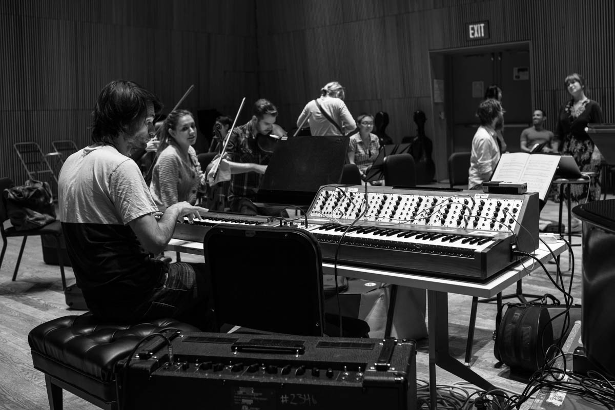Jonny Greenwood on Ondes Martenot, rehearsing with Wordless Music Orchestra. Photo by Ivan Weiss.